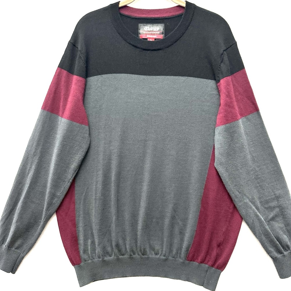 Kenneth Cole‎ L Large AWEAR-TECH Merino Wool Sweater Slim Fit Colorblock 3 Tone